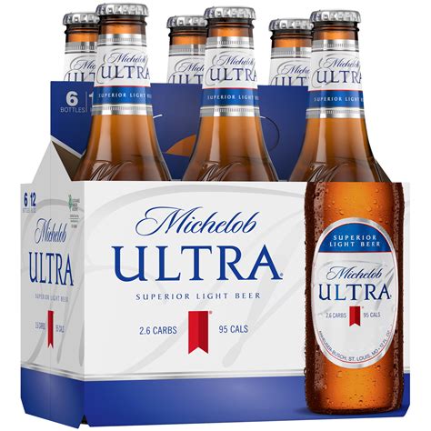 Contact information for sptbrgndr.de - 12 pack of 16 fl oz bottles of Michelob ULTRA Light Beer. Light beer perfect for those living active and balanced lifestyles. Crisp light lager beer with a refreshing finish. Made with barley, hops, yeast and water and without artificial flavors or colors. Bottled beer that contains 95 calories and 2.6 g of carbs per serving, and has a 4.2% ABV.